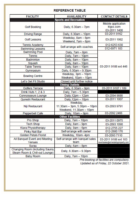 Reference table